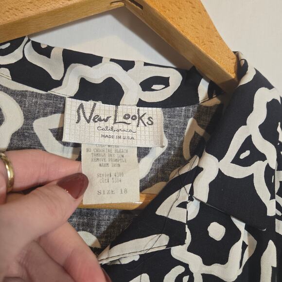 Vtg Contrast Floral Shirt Dress Retro Doodle Moody Rockbilly Emo Quirky 18 USA - Picture 4 of 8